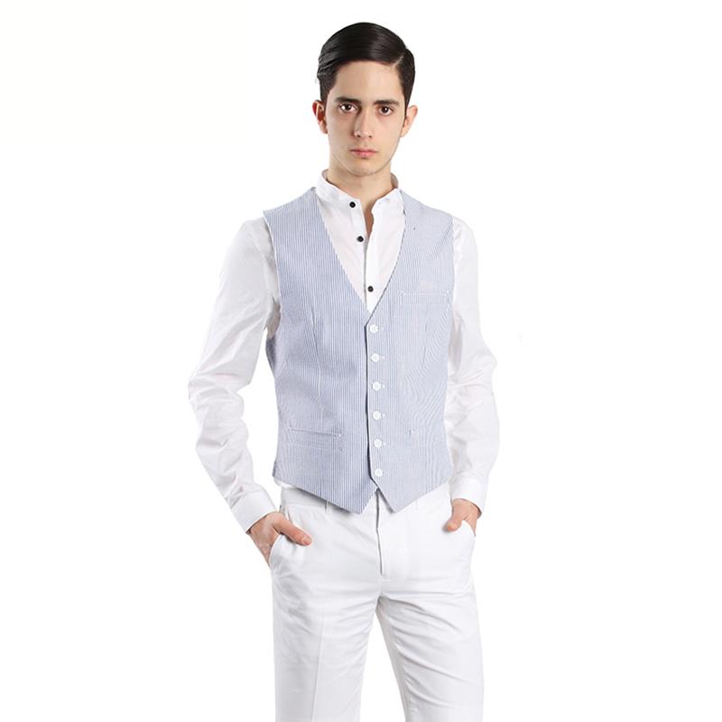 BLUE/WHT SEERSUCKER VEST   S#28174