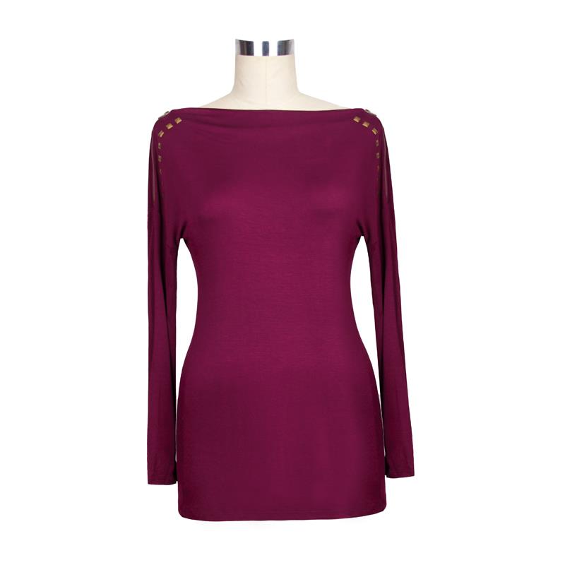 ZIP SHOULDER LONG SLEEVE KNITTED T-SHIRT   S#26056