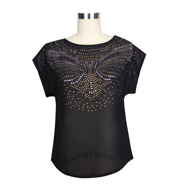 FRONT IRON DECORATION CAP SLEEVE PULLOVER   S#26172