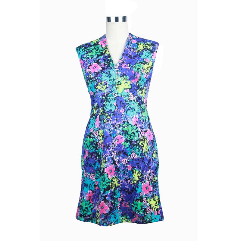 printed scuba short dress  S#25972