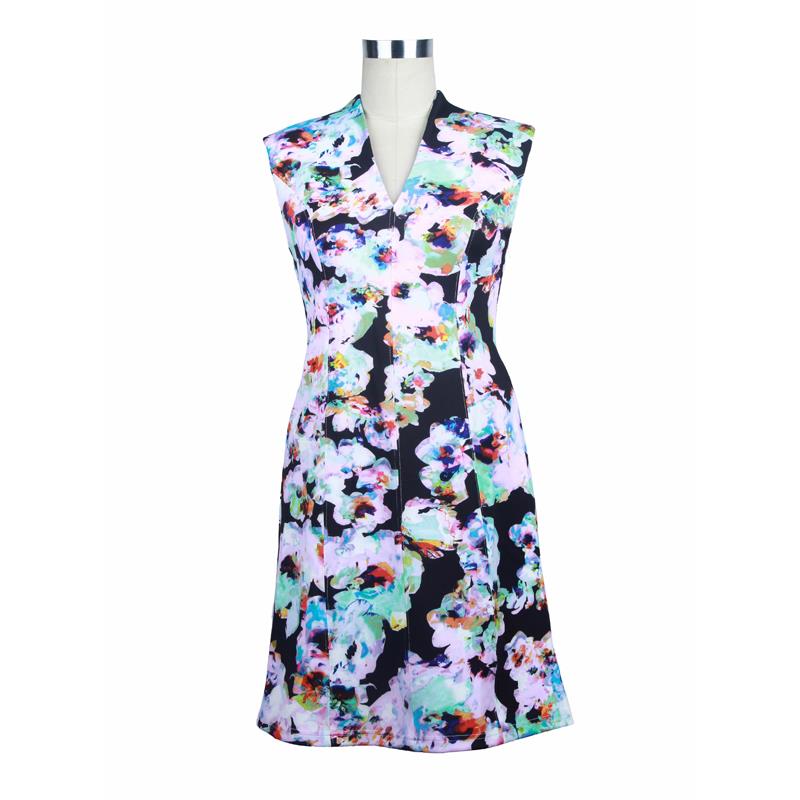 printed scuba short dress  S#25975